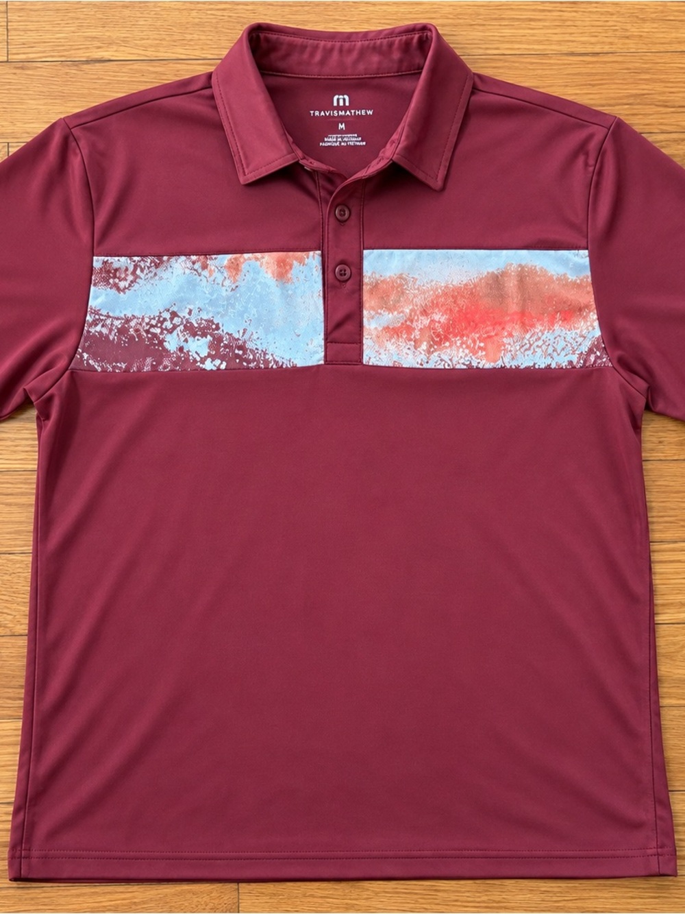 Target Maroon Polo with Blue and Orange Chest Stripe